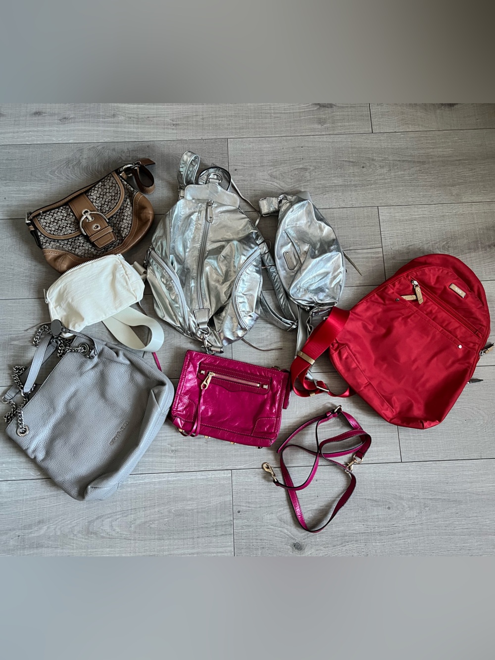 Assorted Women’s Bags Bundle - Red, Silver, Pink, Gray, Brown, Cream